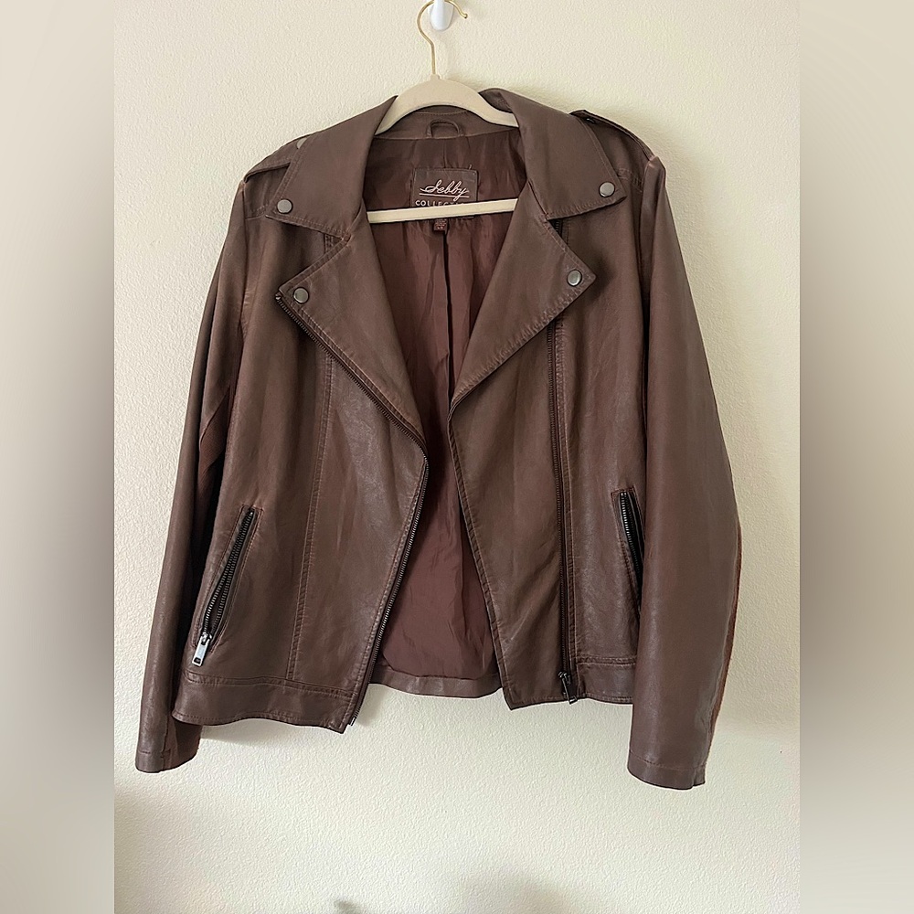 Brown faux leather Sebby Collection jacket